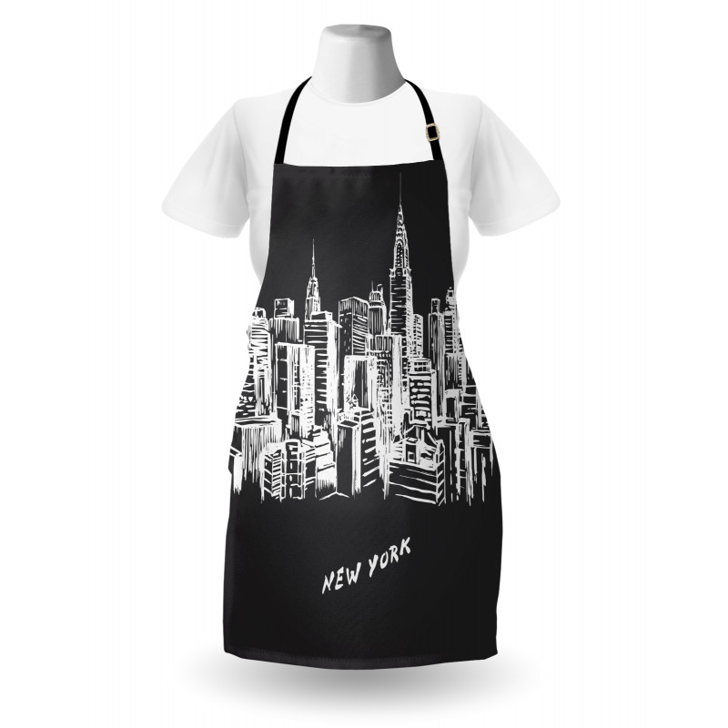 Hand Drawn City Buildings Deco Apron