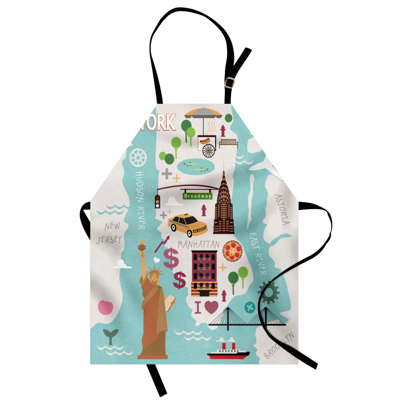 New York Infographic Doodle Map Apron