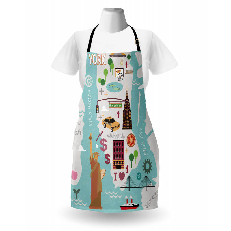 New York Infographic Doodle Map Apron