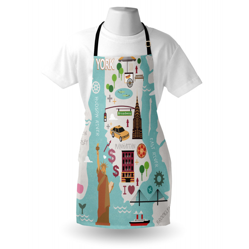 New York Infographic Doodle Map Apron