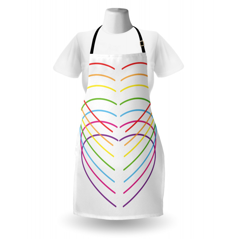 Vivid Outline Heart Drawings Apron