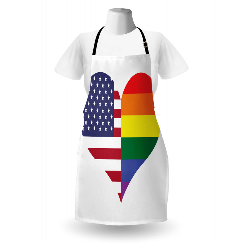 Heart with Old Glory Rainbow Apron