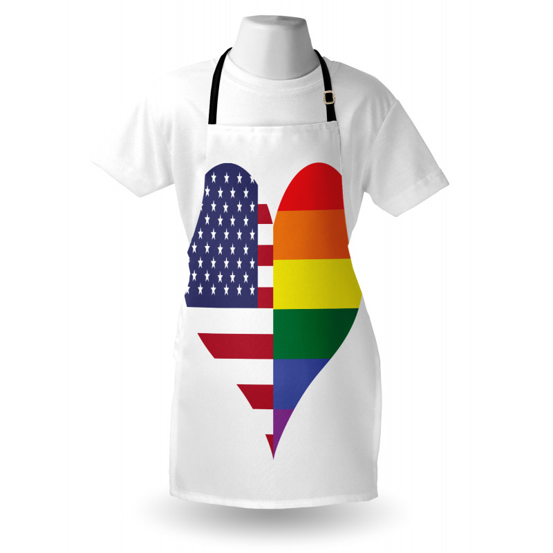 Heart with Old Glory Rainbow Apron