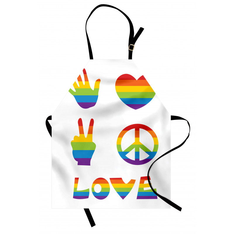 Rainbow Colors Peace and Love Apron