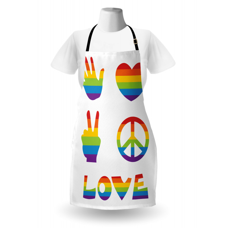 Rainbow Colors Peace and Love Apron