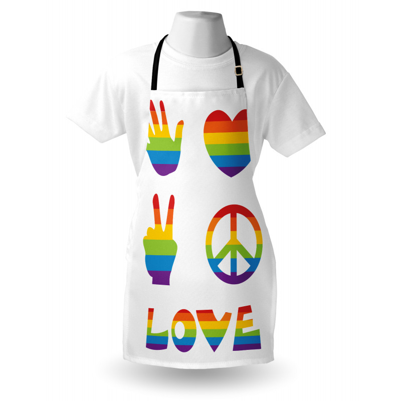 Rainbow Colors Peace and Love Apron