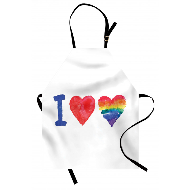 Watercolor I Love LGBT Homo Apron