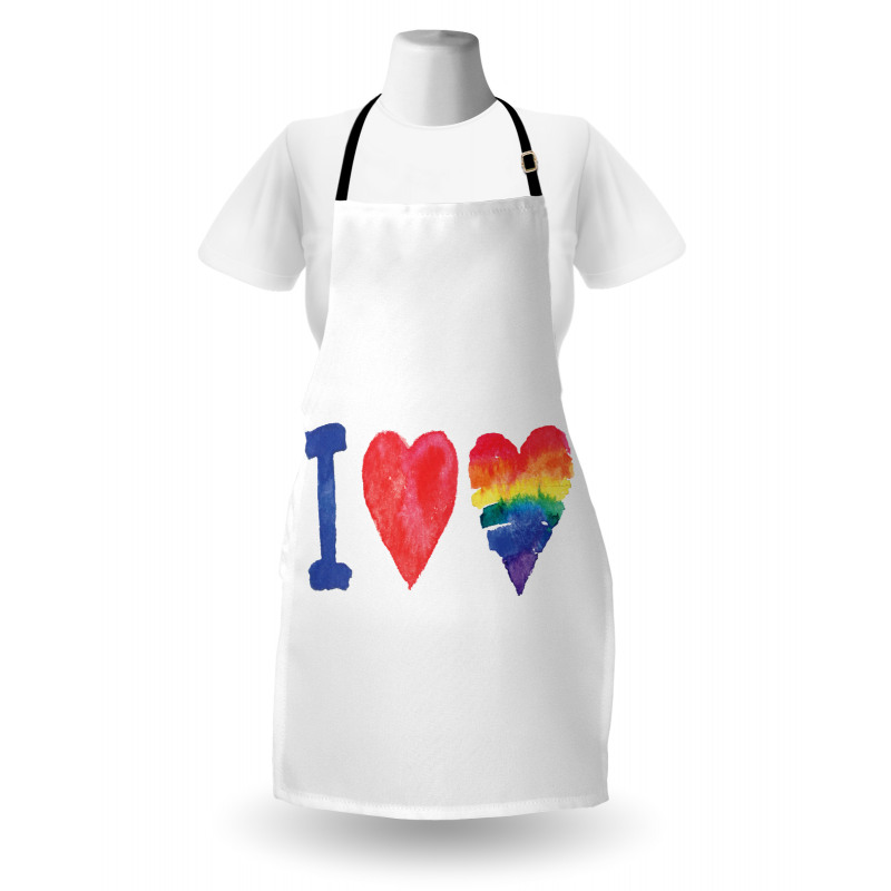 Watercolor I Love LGBT Homo Apron