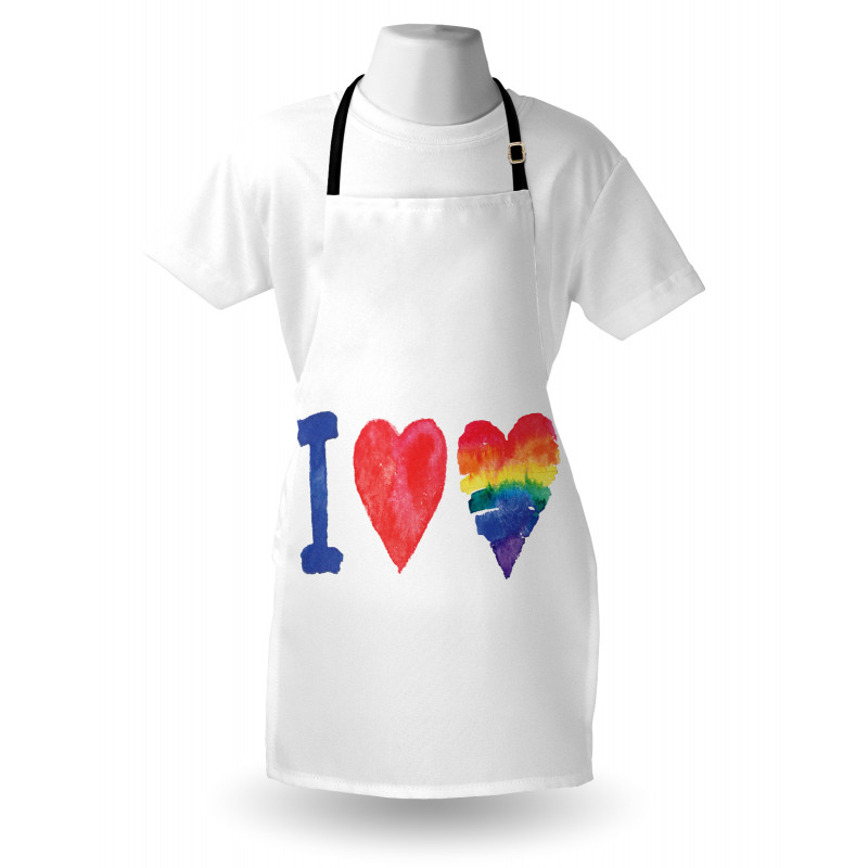 Watercolor I Love LGBT Homo Apron