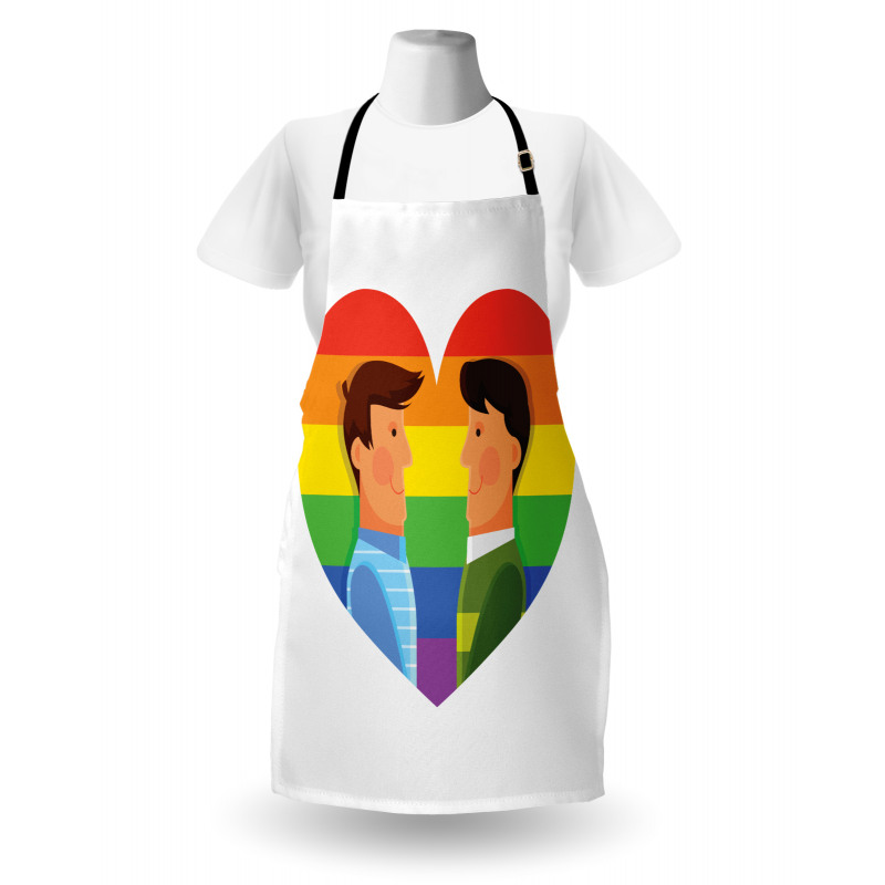 Smiling Men Gay Rainbow Flag Apron