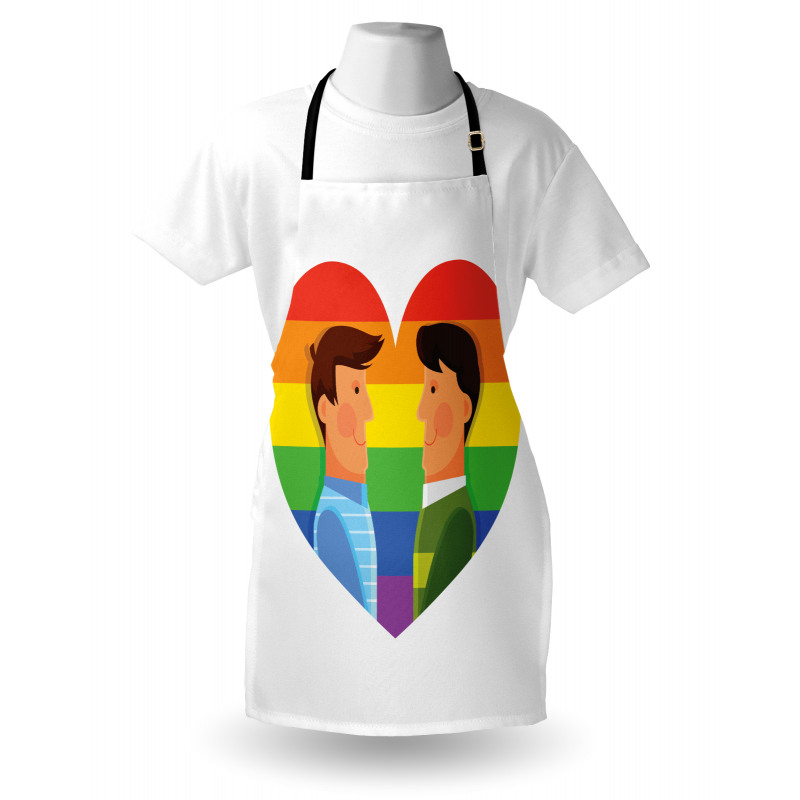 Smiling Men Gay Rainbow Flag Apron