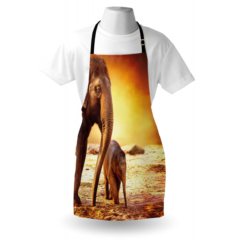 Mother Baby Elephant Family Apron