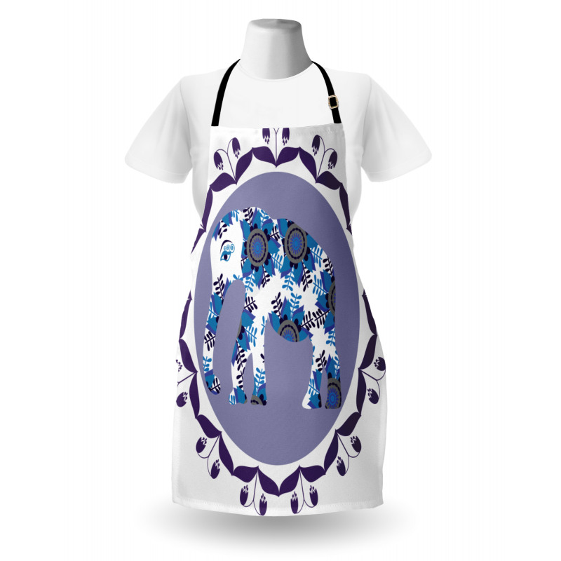 Elephant with Tulips Pattern Apron