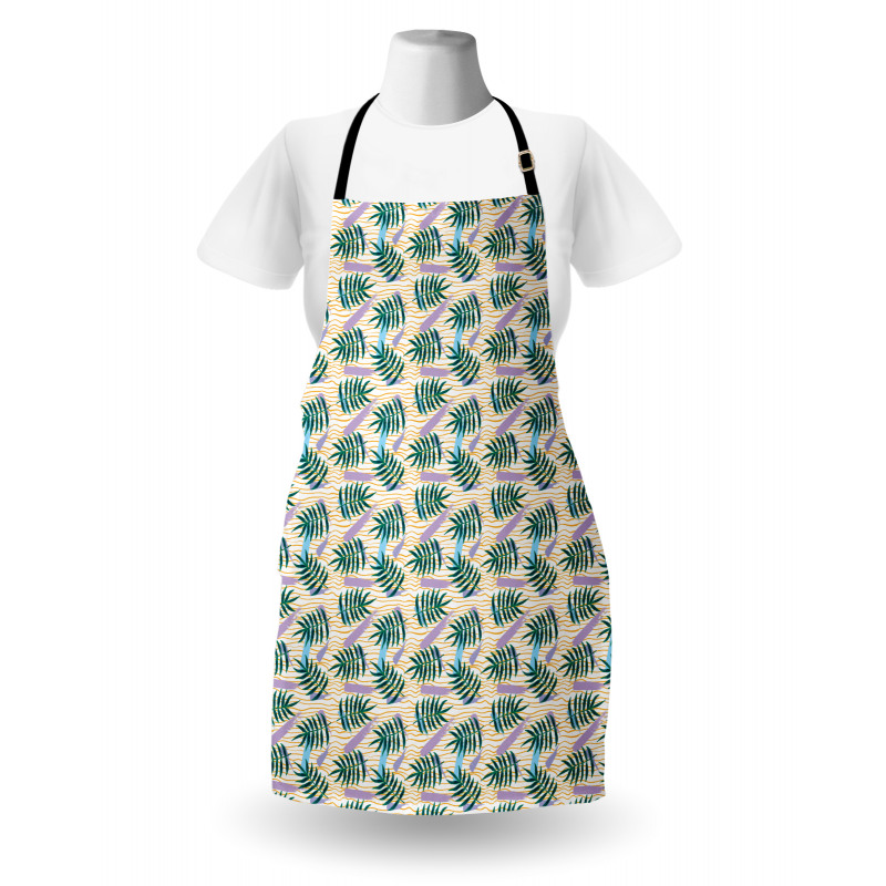 Exotic Leaves Wavy Stripes Apron