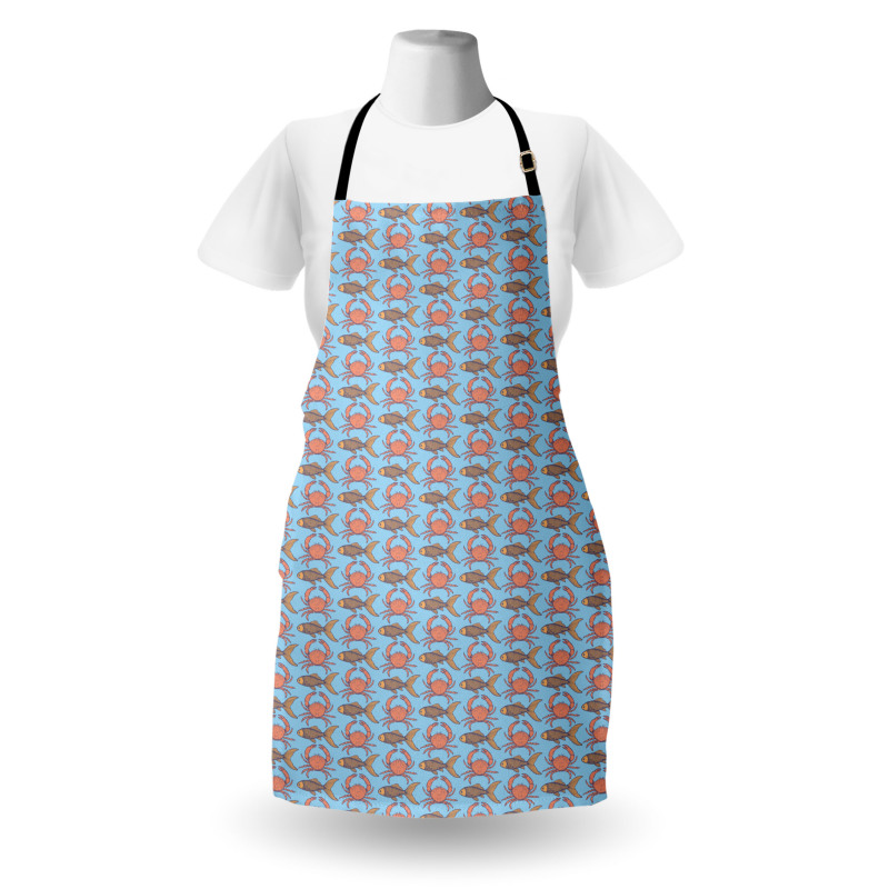 Crab and Fish Pattern Sketch Apron