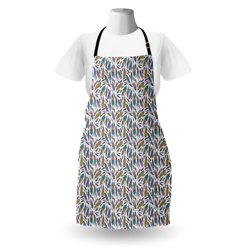 Vivid Feathers Doodle Hippie Apron