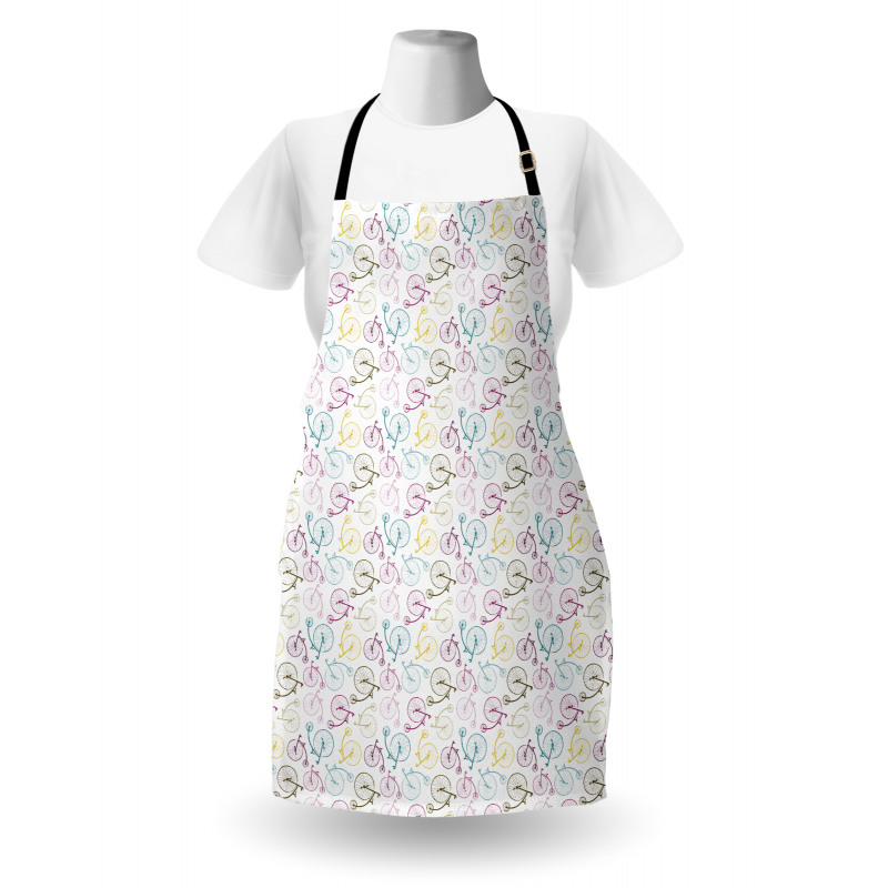 Colorful Retro Bike Pattern Apron