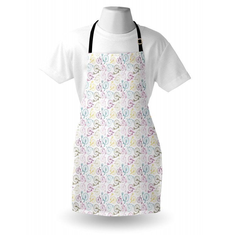 Colorful Retro Bike Pattern Apron