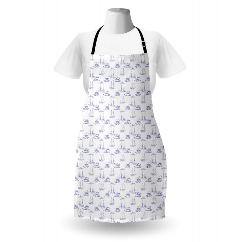 Ships and Waves Maritime Art Apron