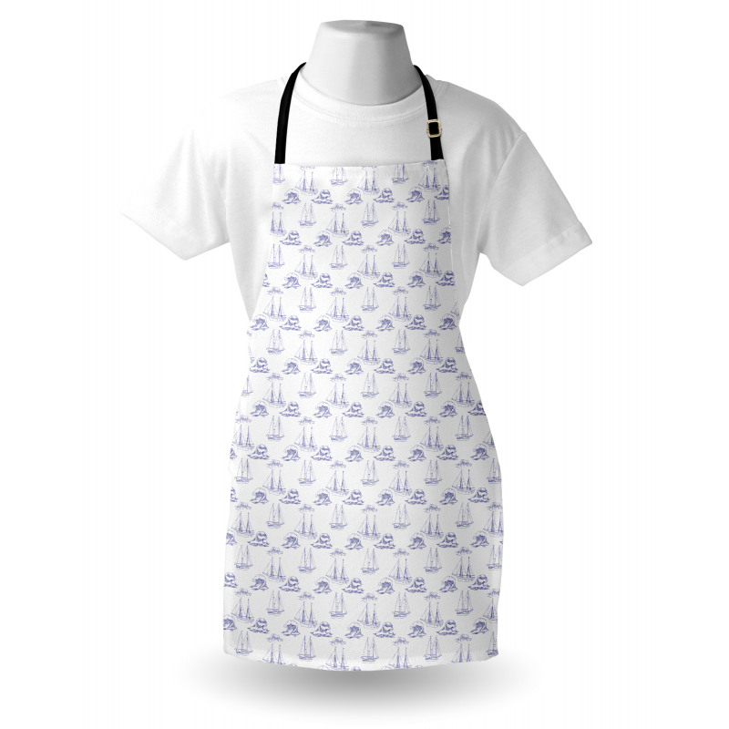 Ships and Waves Maritime Art Apron