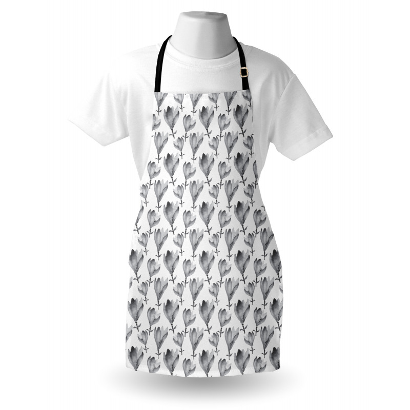 Greyscale Watercolor Flowers Apron