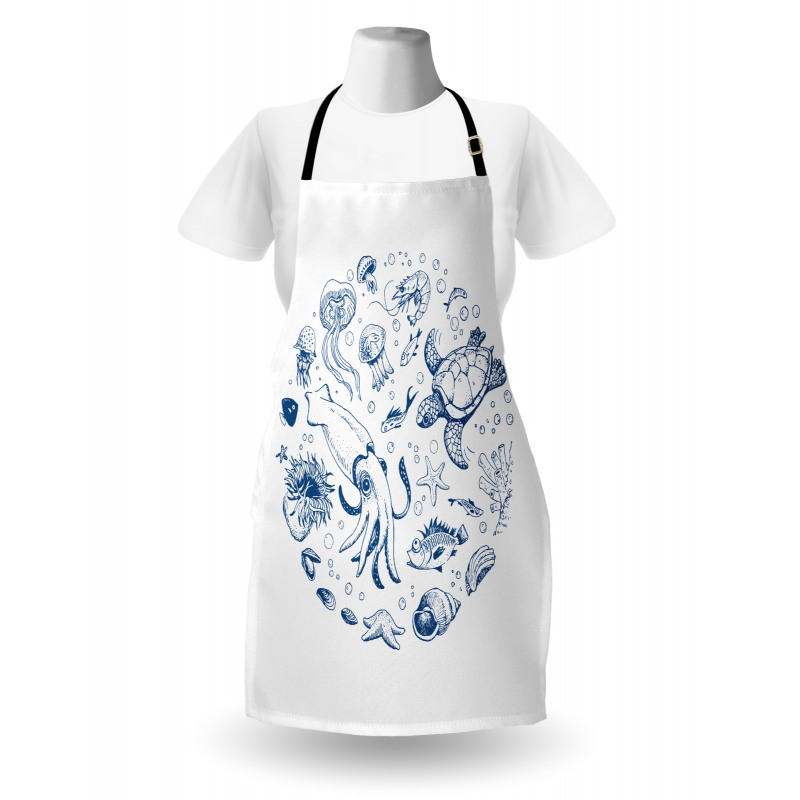 Jellyfish Turtle and Shell Apron