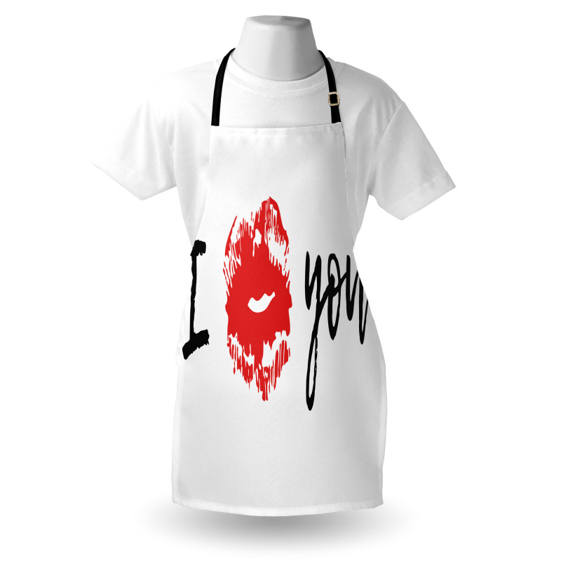 I Kiss You with Lipstick Print Apron