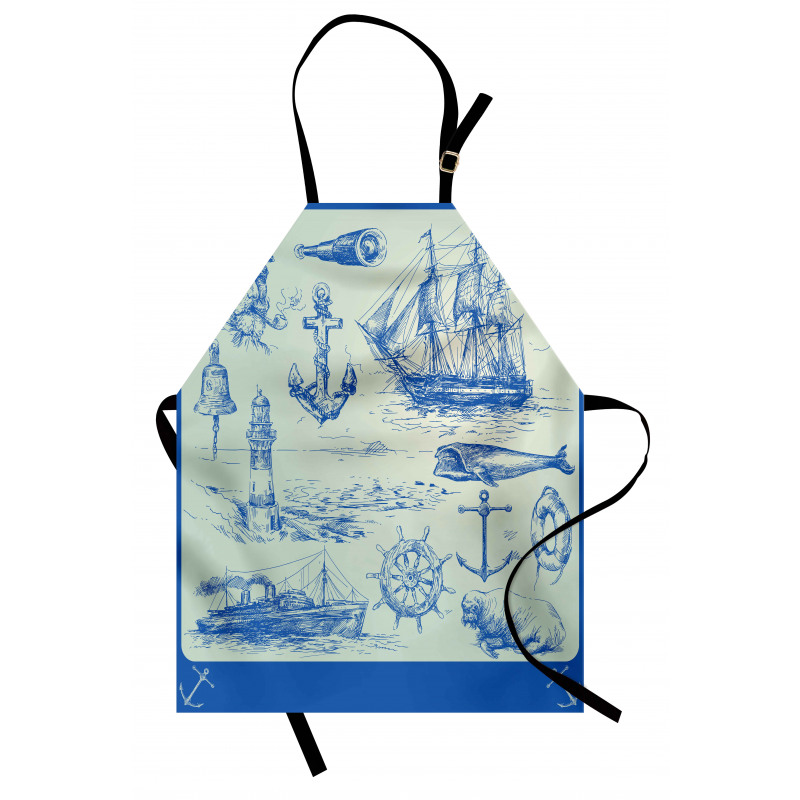 Whale Wheel Sketch Apron