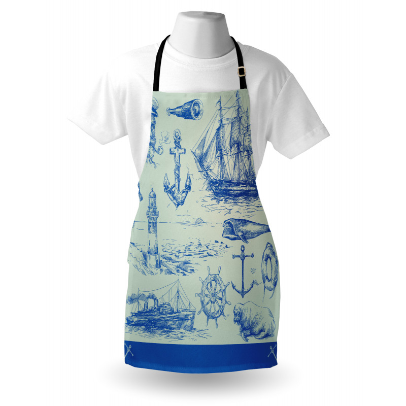 Whale Wheel Sketch Apron