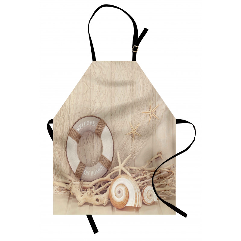 Denizci Mutfak Önlüğü Deniz Kabuğu Desenli