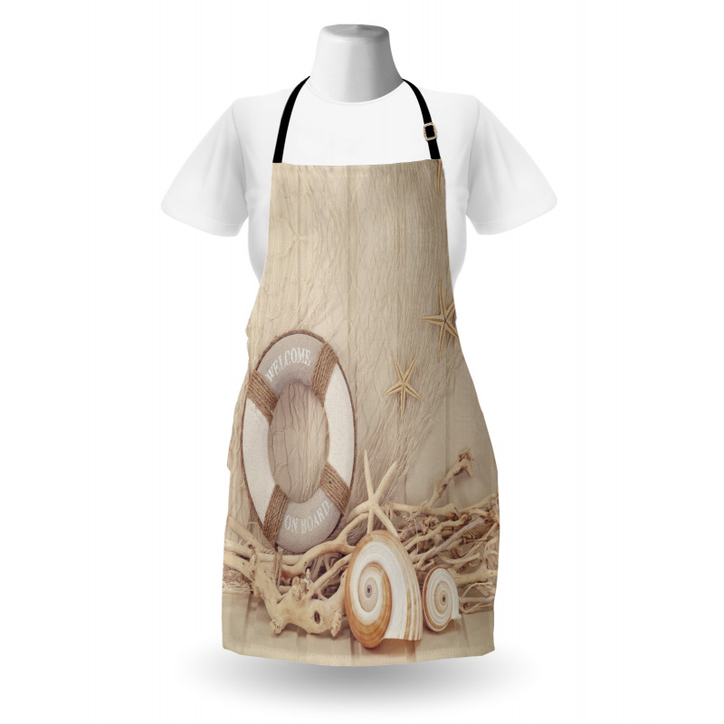 Denizci Mutfak Önlüğü Deniz Kabuğu Desenli