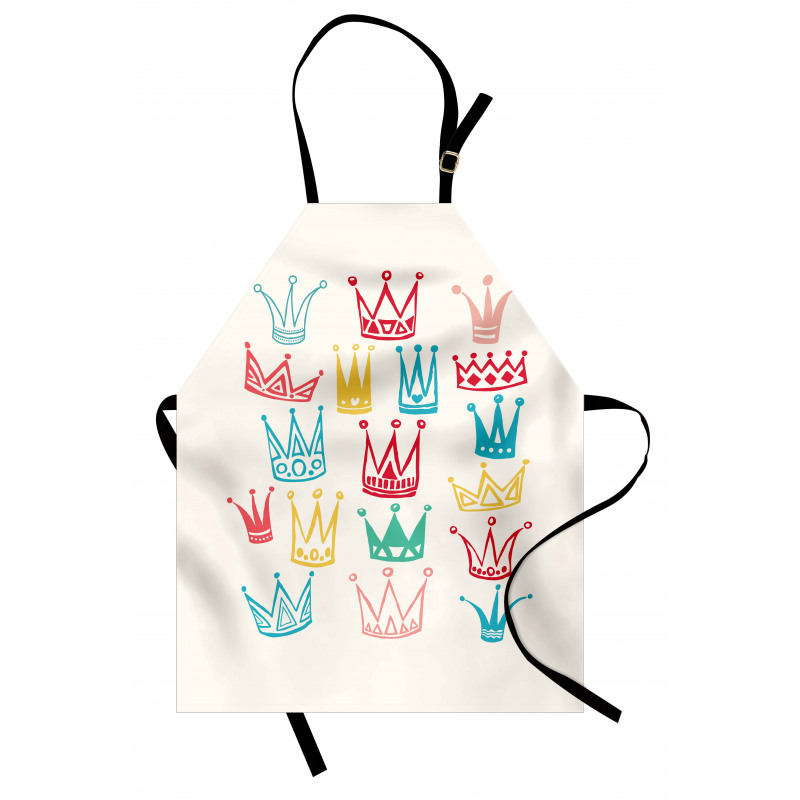 Cartoonish Colorful Crowns Apron