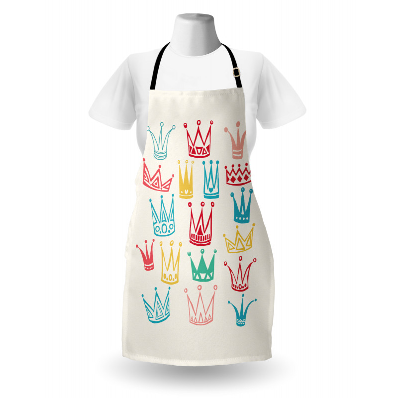 Cartoonish Colorful Crowns Apron