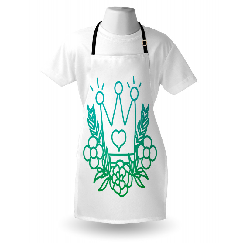 Majestic Crown and Flowers Apron