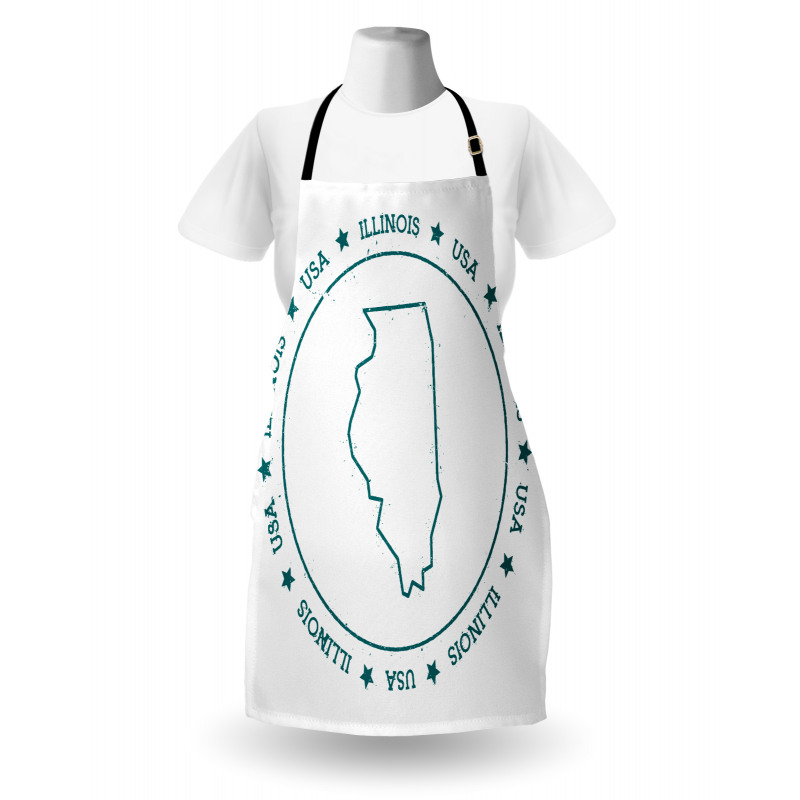 Outline Map in USA Circle Apron