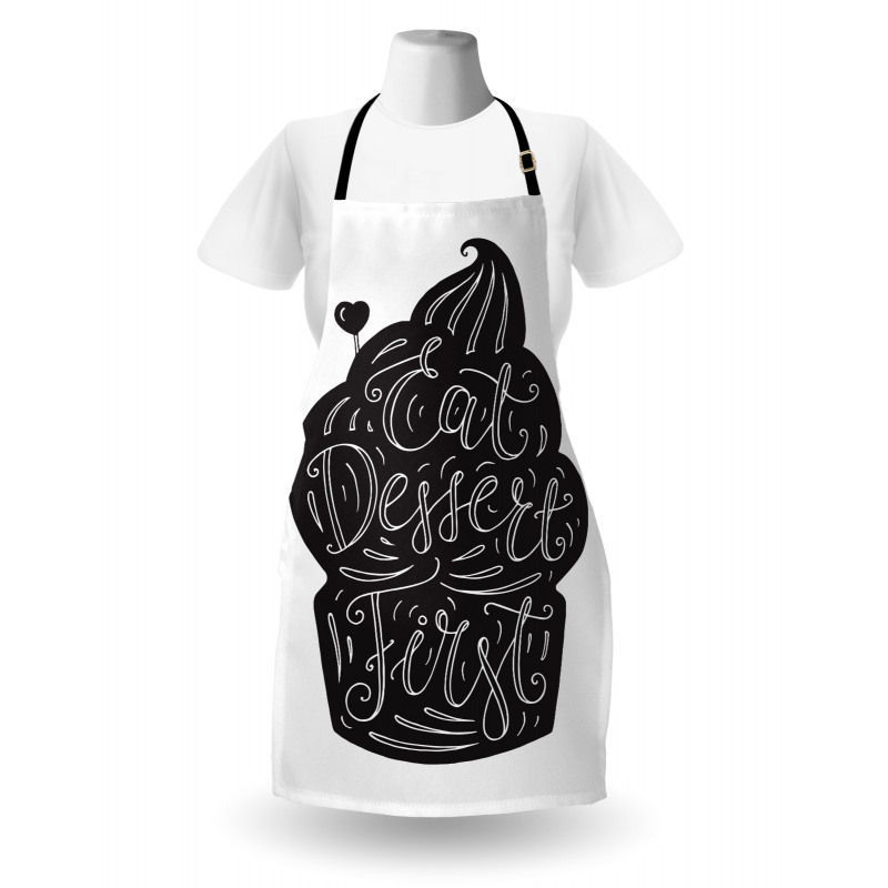 Monochrome Cupcake Doodle Apron