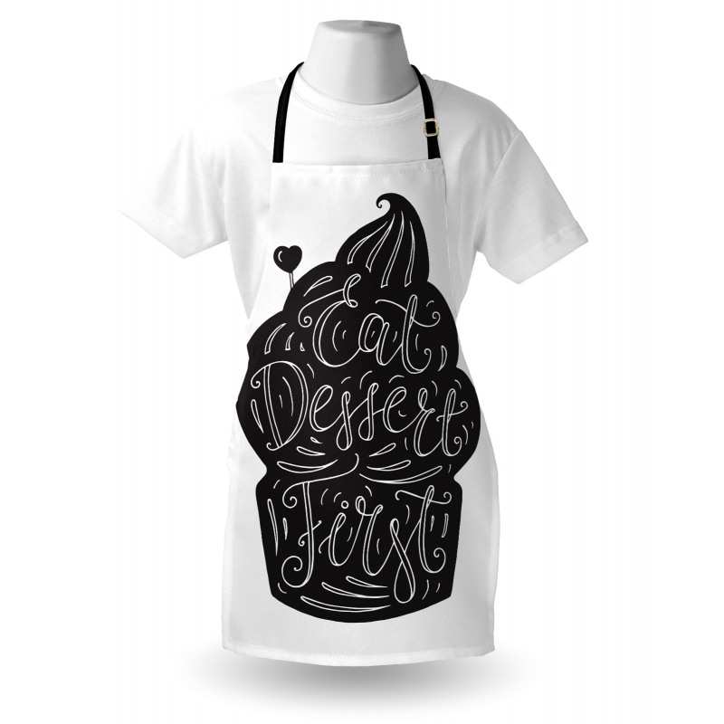 Monochrome Cupcake Doodle Apron