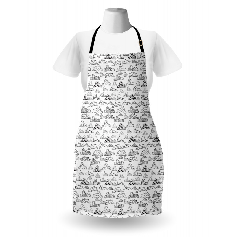 Monochrome Abstract Clouds Apron