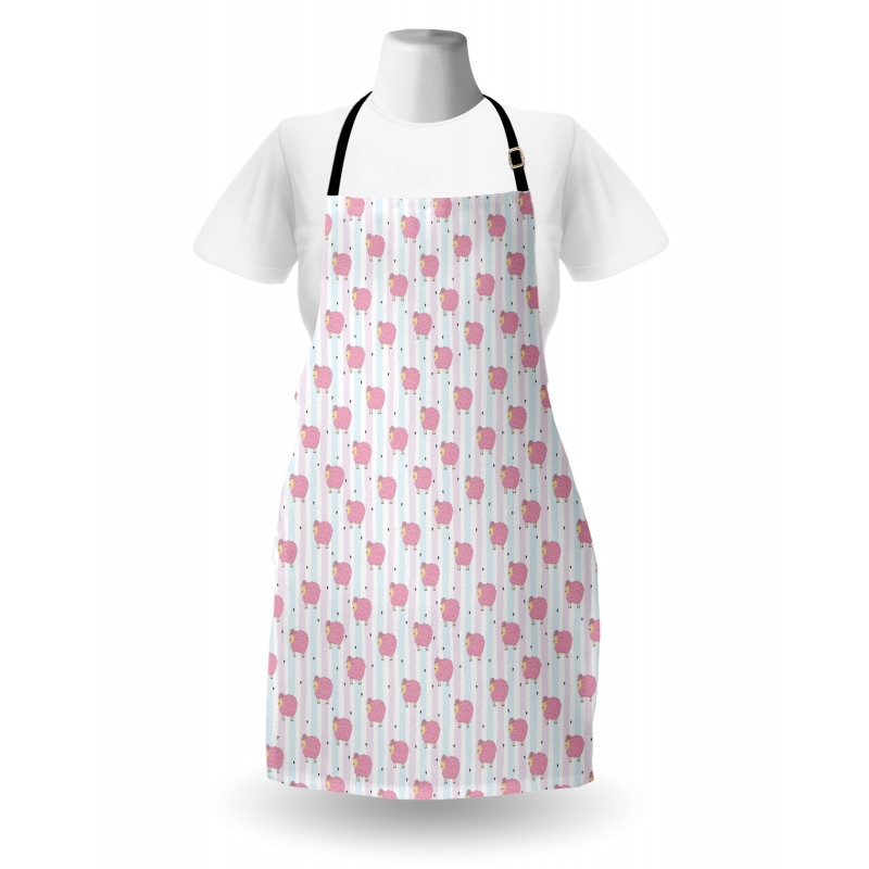 Sheep with Stripes Hearts Apron