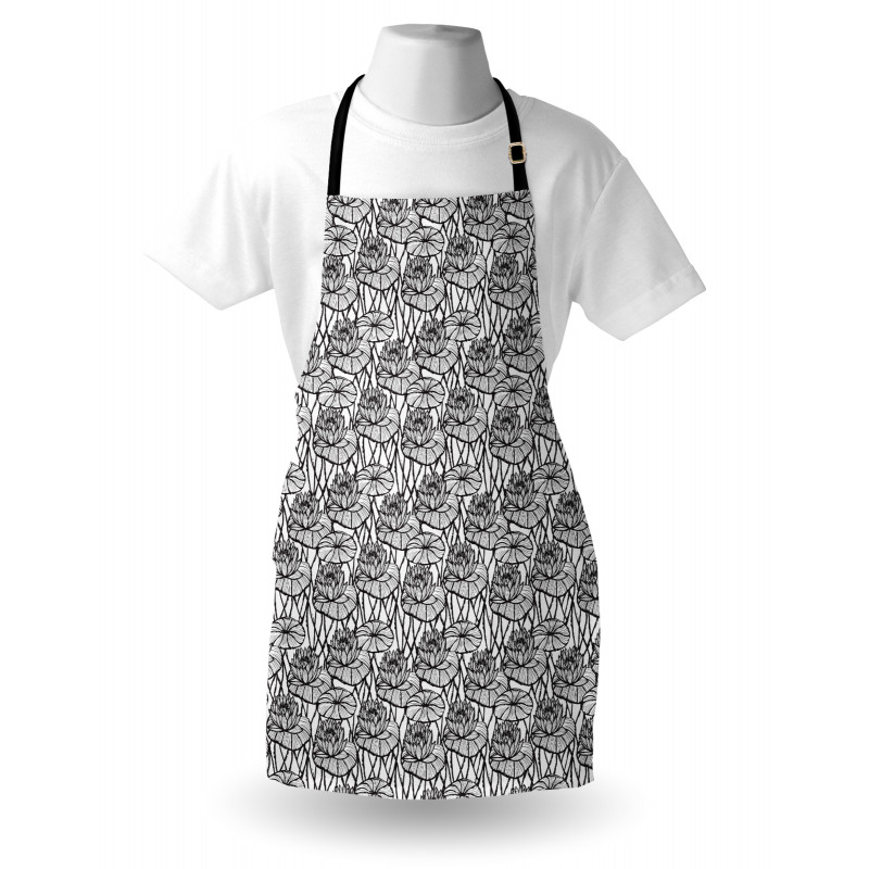 Ink Hand Drawn Water Lily Apron