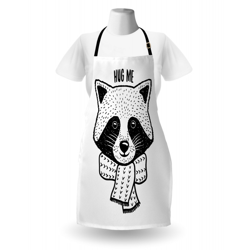 Raccoon with Hug Me Words Apron