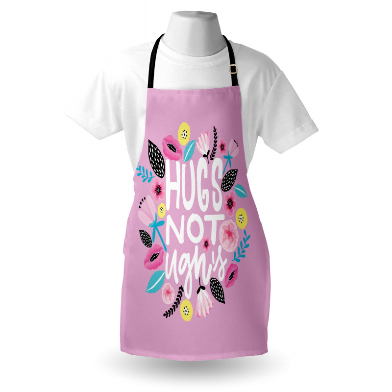 Floral Hugs not Ughs Lettering Apron