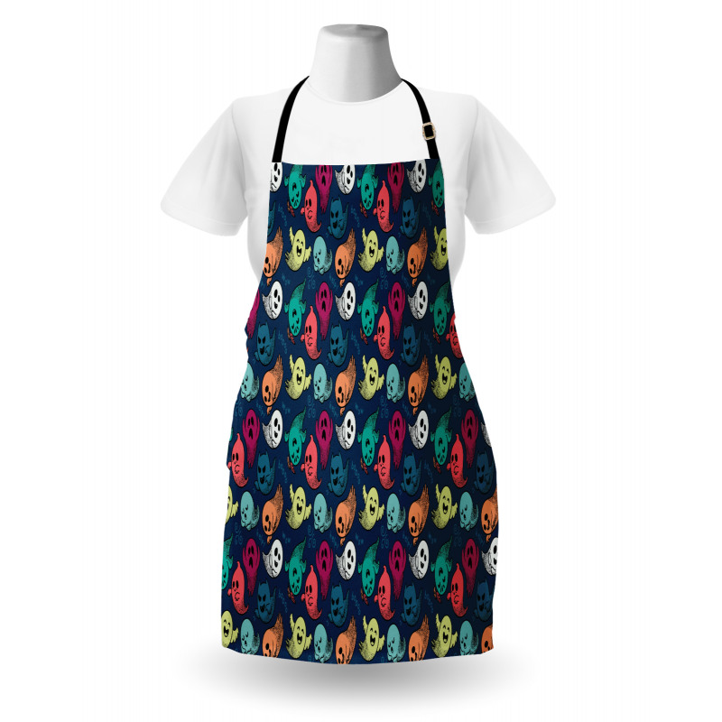 Colorful Spooky Ghosts Apron