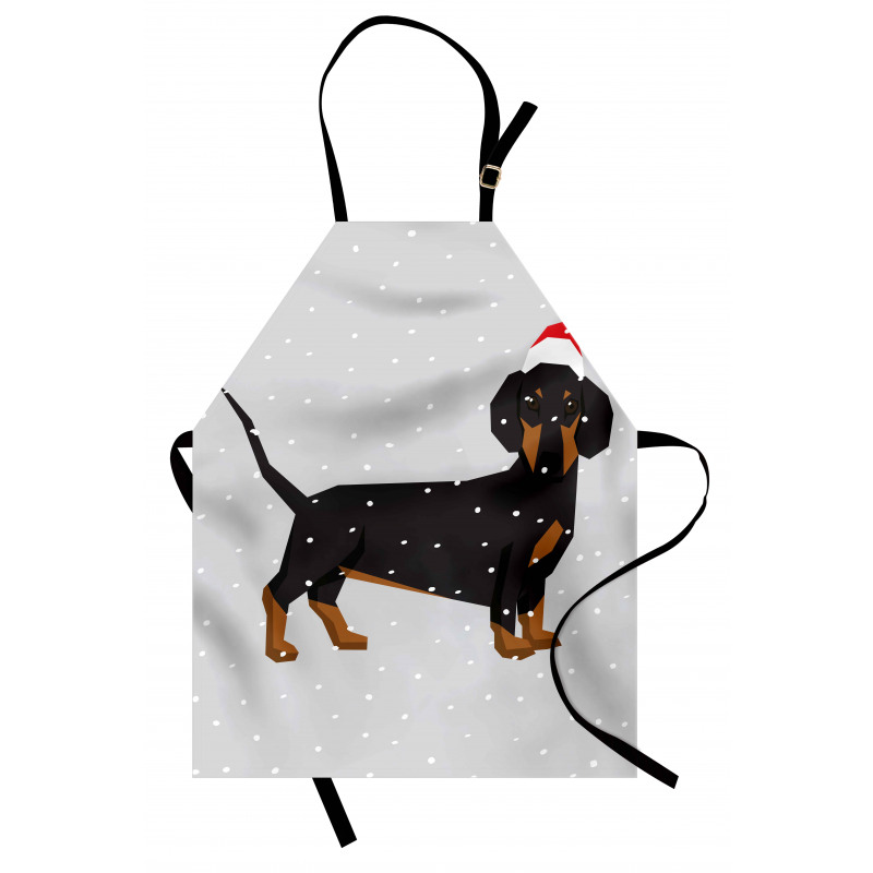 Dog Wears Xmas Hat Snow Apron