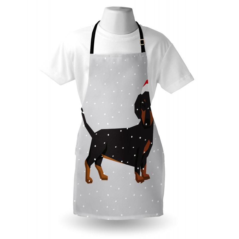 Dog Wears Xmas Hat Snow Apron