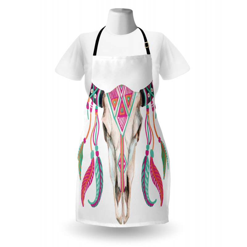 Bull Skull and Feathers Apron