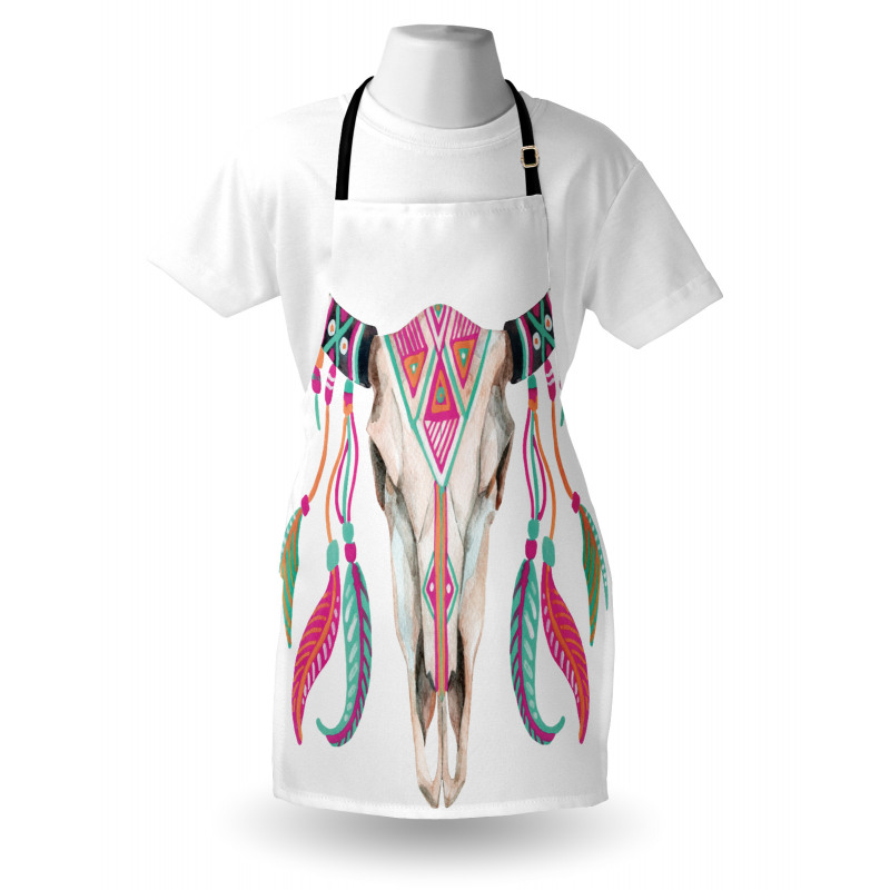 Bull Skull and Feathers Apron