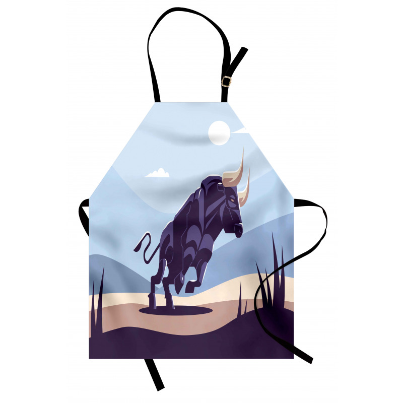 Strong Bull Nature in Doodle Apron