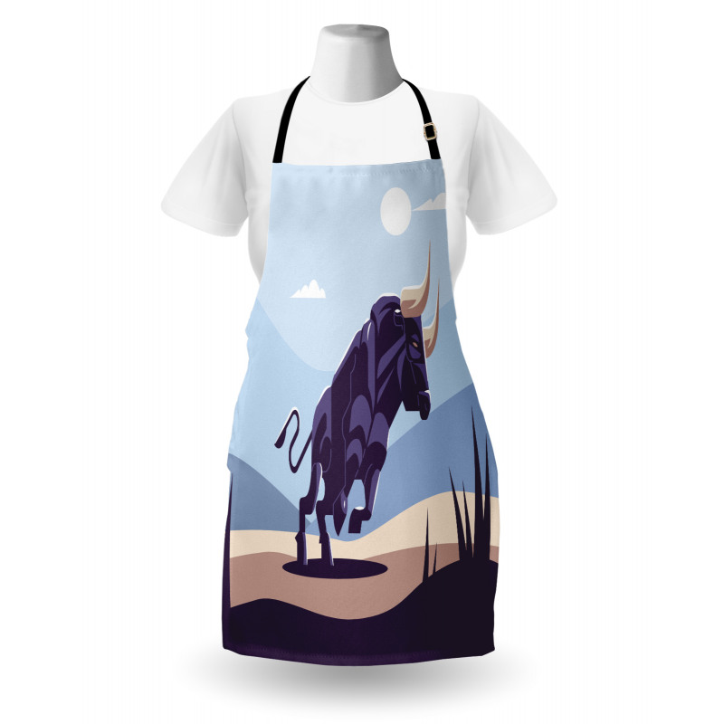 Strong Bull Nature in Doodle Apron