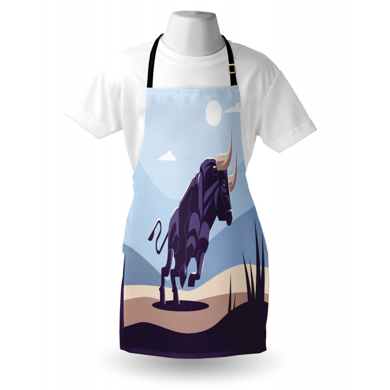 Strong Bull Nature in Doodle Apron